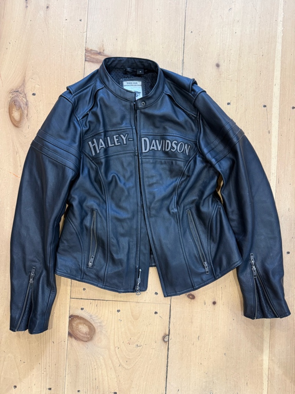 Harley-Davidson Black Leather Biker Jacket with Chest Logo